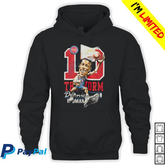Mitchell & Ness Men's Dennis Rodman Black Detroit Pistons Hardwood Classics  Caricature T-shirt