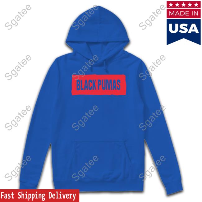 Official Hello Merch Black Pumas Red Logo Stamp Hoodie Official Hello Merch Black Pumas Red Logo Stamp Hoodie