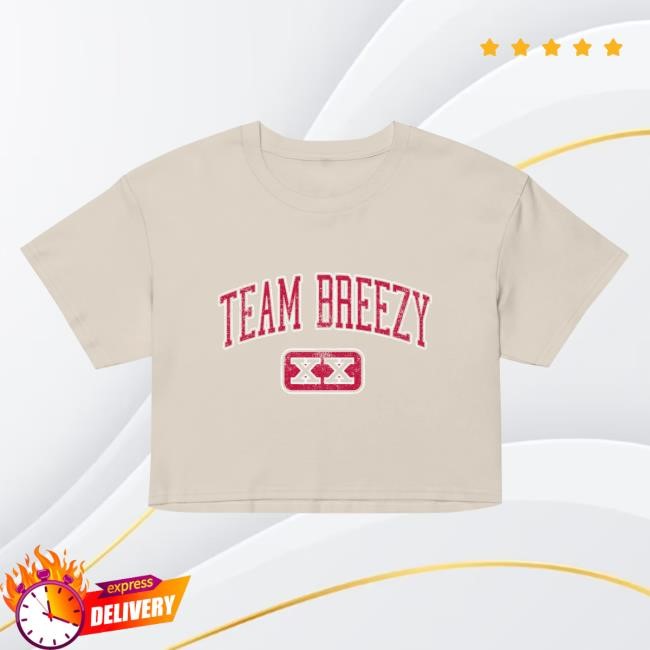 Official Chris Brown Merch Store Chris Brown Team Breezy Tailgate Women's Croptop T Shirt Beige Official Chris Brown Merch Store Chris Brown Team Breezy Tailgate Women's Croptop T Shirt Beige