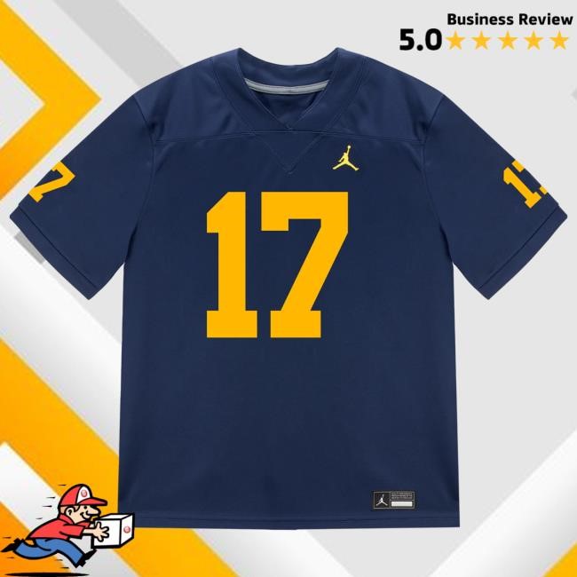 The M Den Michigan Wolverines #17 Marlin Klein Student Athlete Blue Football Jersey Tees The M Den Michigan Wolverines #17 Marlin Klein Student Athlete Blue Football Jersey Tees