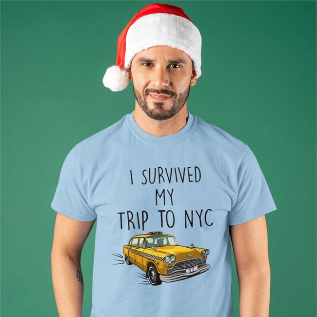 Iso Austin Pit I Survived My Trip To Nyc Yellow Car Taxi Tee White