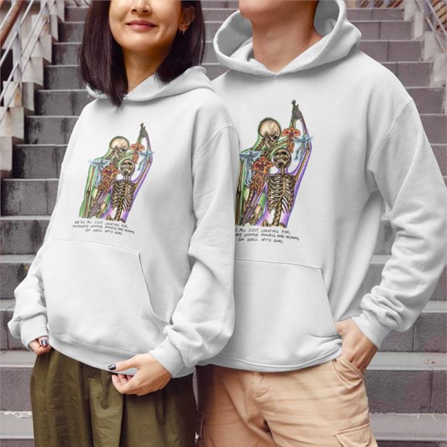 Spiritual Skulls Merch Marcos Alvarado Perfect Match We're All Just Looking For Someone Whose Angels And Demons Go Well With Ours Shirt