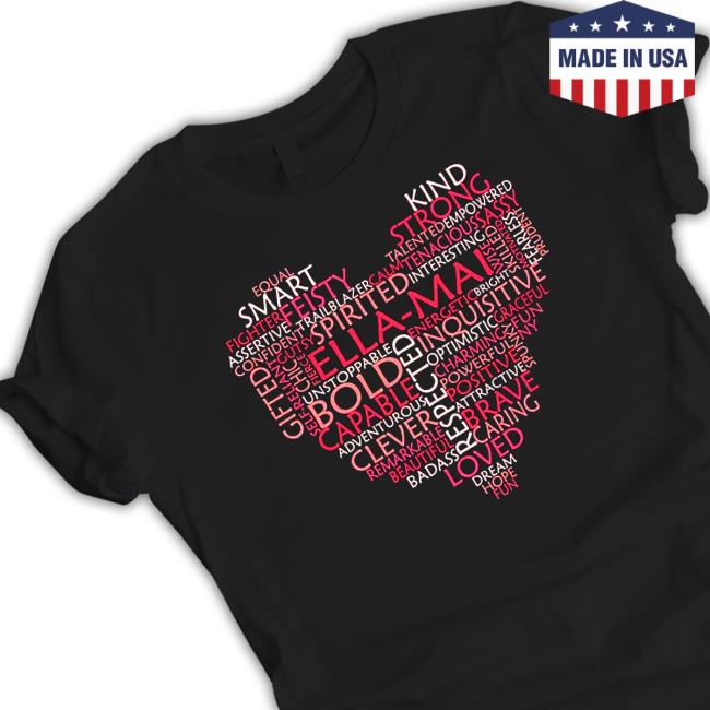 Official Love Heart Word Cloud Shape Name Pink Peach Ella Mai Shirt