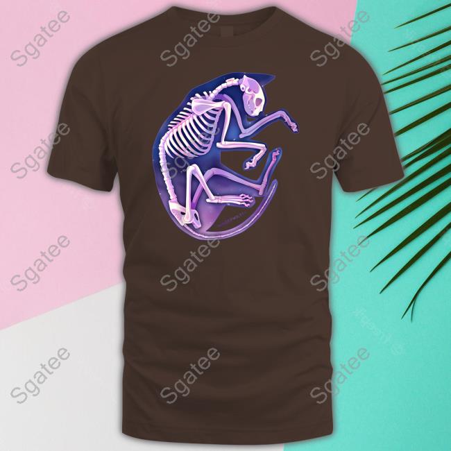 Official Wingedwolf94 Skeleton Galaxy Cat Tee Shirt