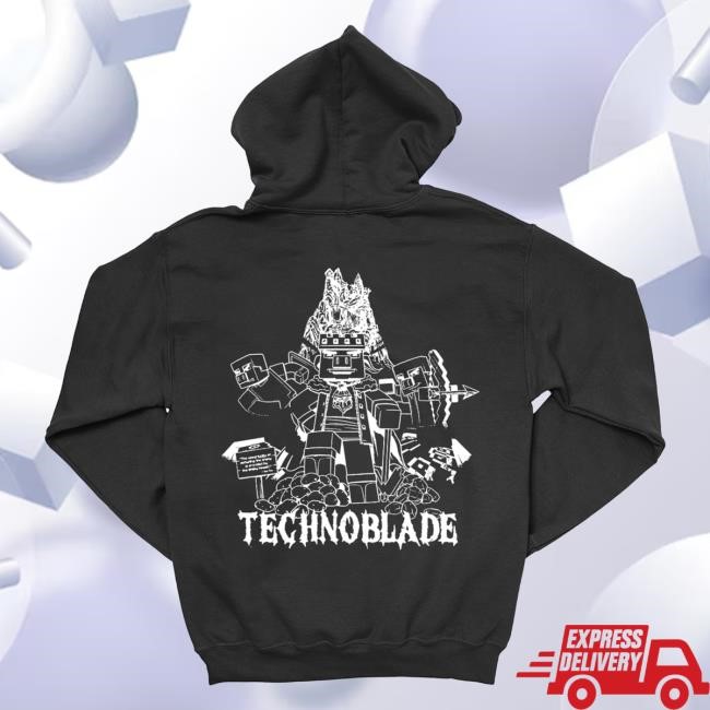 Official Technoblade Merch Store Technoblade Diamond Bow Attractive Hoodie (Black)