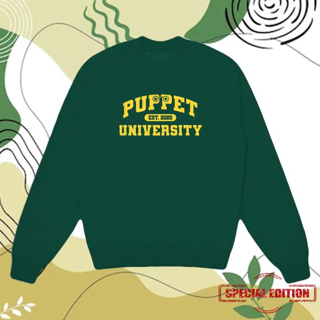 Official Watcher Merch Store Watcher Puppet History | University Crew neck Sweatshirt Green