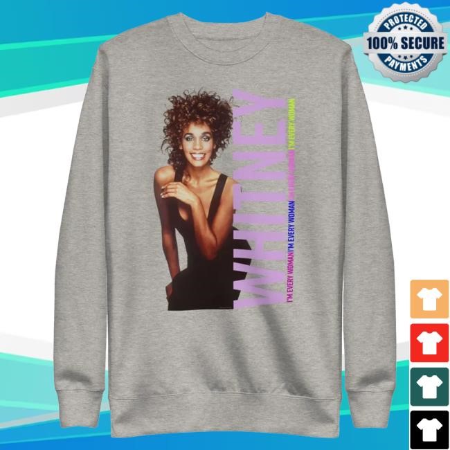 Official Whitney Houston Clothing Store Shop Whitney Houston I'm Every Woman White Crewneck