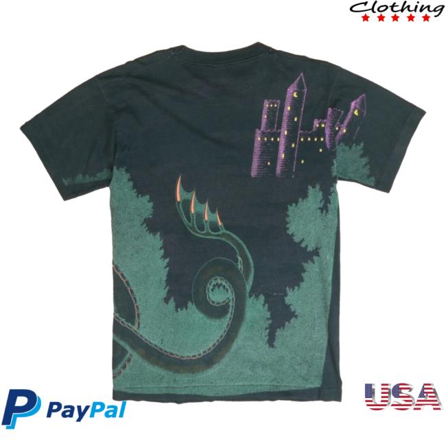 Official Vintage Dragon Castle Top Shirt Black Fantasy 3D All Over Print 1992 90S