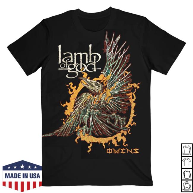 Official Lamb Of God Merch Store Shop Omens Skeleton Eagle Shirt 2023 Lambofgod