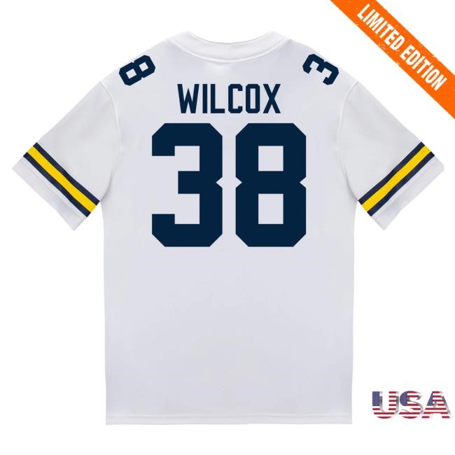 The M Den Michigan Wolverines #38 Bryce Wilcox Student Athlete White Football Jersey Shirts