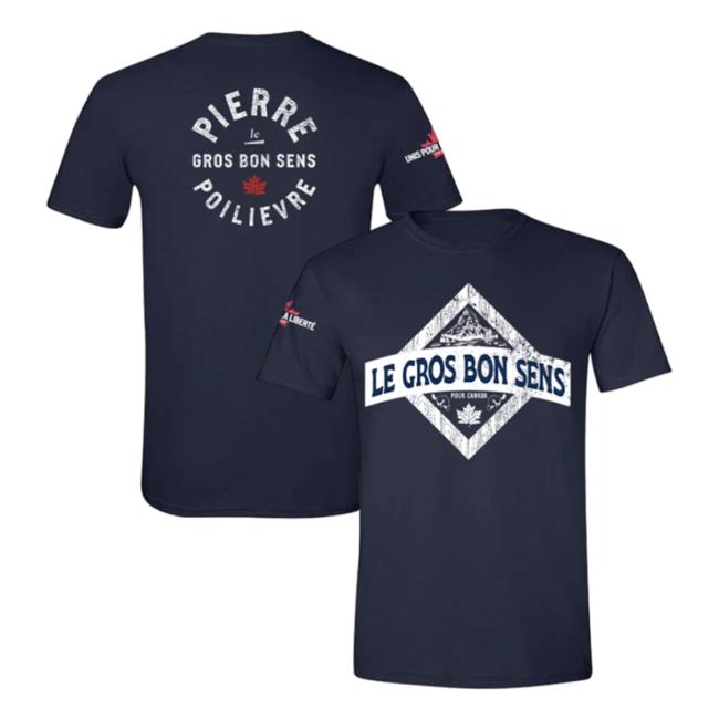 Official Pierre Poilievre Conservative Party Of Canada Tee Unisexe Le Gros Bon Sens Navy