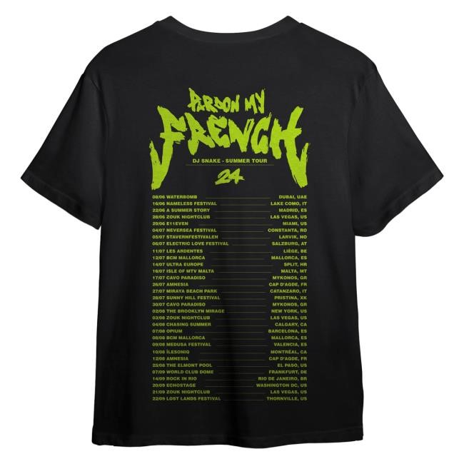 Official DJ Snake Top Shirt PMF Summer tour DJ Snake Neon Yellow
