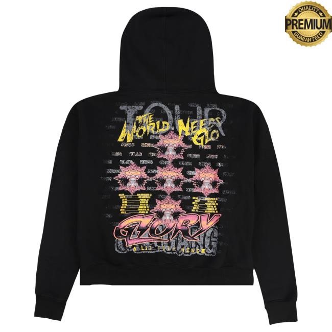 Official Glo Gang Merch Store Glo Gang The World Needs Glo Hooded Sweatshirt (Black) GloGang