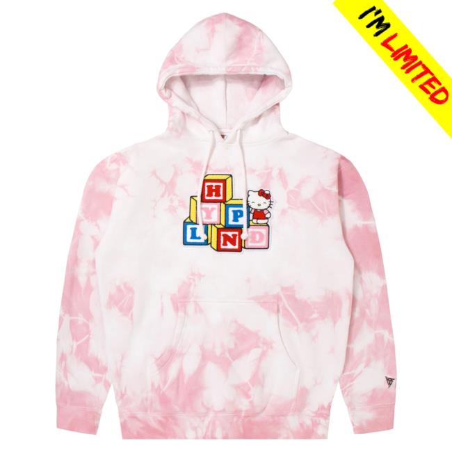Official Hypland Clothing Merch Store Hypland Hello Kitty Blocks Pull Over Hoodie (Tie Dye)