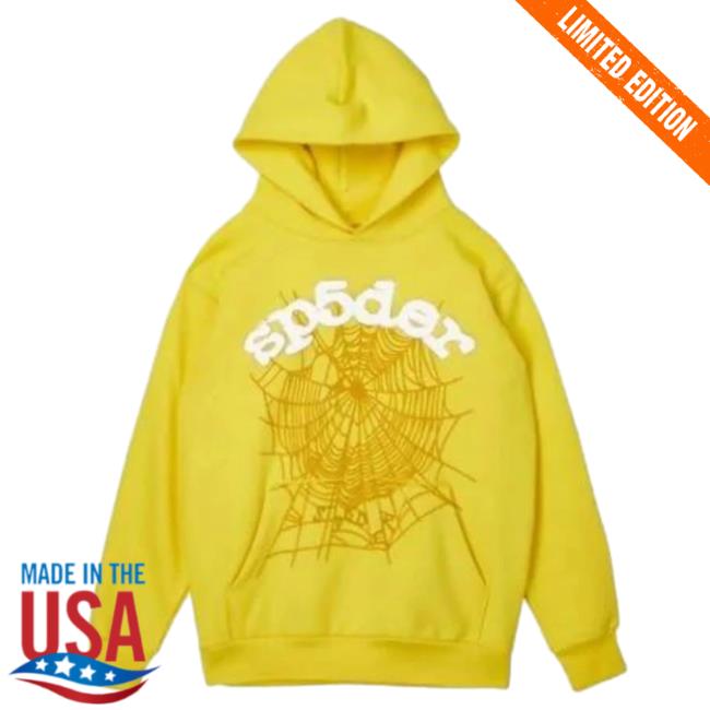 Official Sp5der Clothing Apparel Sp5der Websuit Crew neck Sweatshirt Yellow Sp5der Merch Store Shop