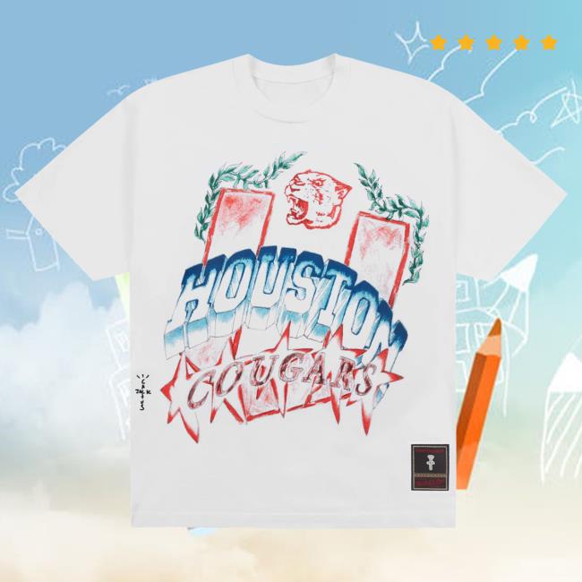 Official Travis Scott Utopia Merch Store CJ X M&N X UNIVERSITY OF HOUSTON HANDDRAWN Hot Shirt Travis Scott Apparel Clothing TravisScott