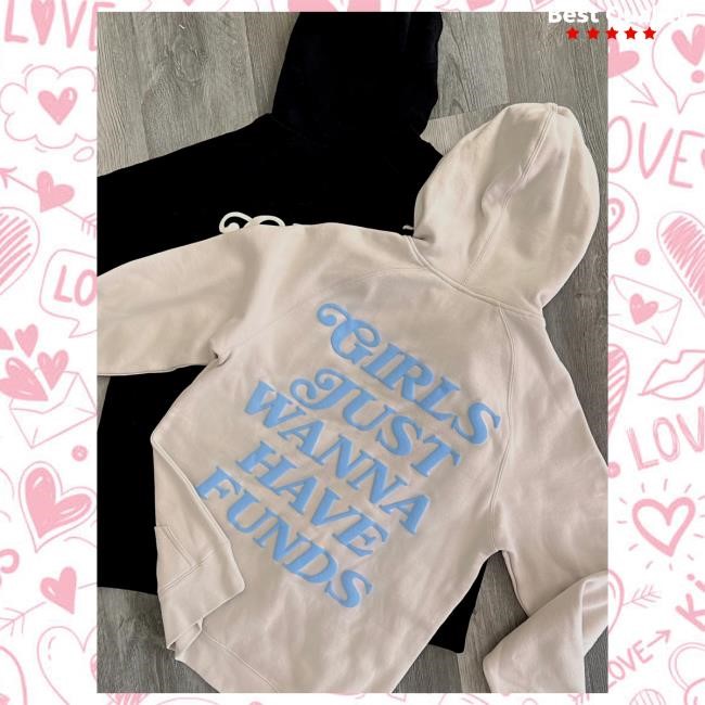 Official Spacehoes Girls Just Wanna Have Funds Hood - Bone/Blue