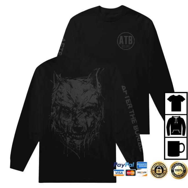 Official After The Burial Merch Wolf Drip Puff Print Black L/S Tee