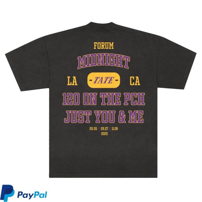 Official Tate Mcrae LA Forum Event Tee, Exclusive Tate Mcrae Concert Merch, Official Tate Mcrae Think Later Tour Shirt, Tate Mcrae LA Forum Souvenir, Authentic Tate Mcrae Event Tees