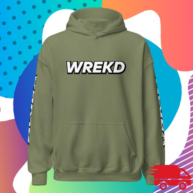 Official Wrekd X Vroom Unisex Pullover Hoodie Military Green