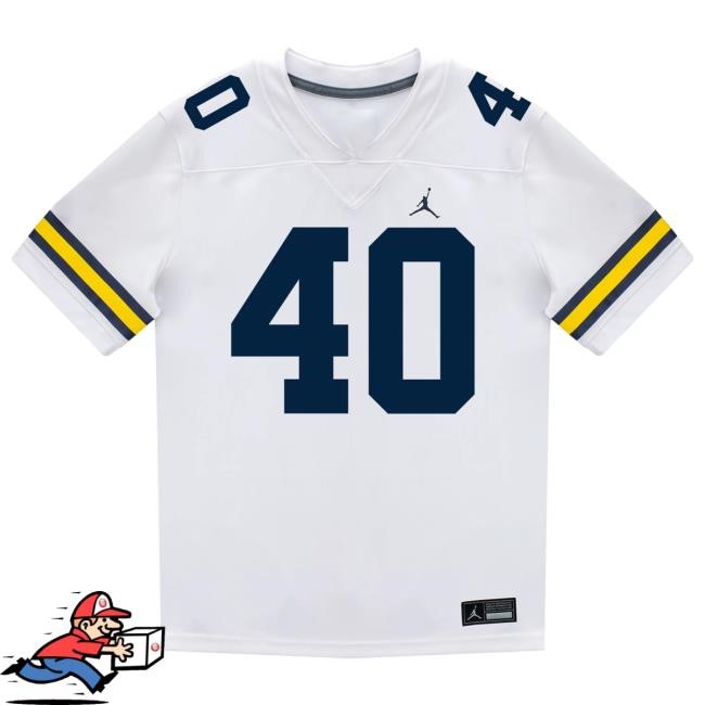 Michigan Wolverines #40 Rocco Milia Student Athlete White Football Jersey Top Shirt The M Den Shop Official