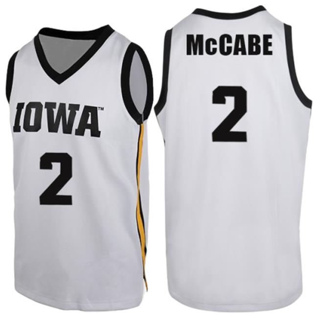 Official Iowa Hawkeyes Merch Store Iowa Hawkeyes Mccabe #2 White Jersey New Shirt Iowa Hawkeyes Apparel Clothing Shop