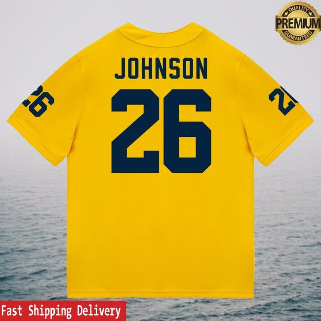 The M Den Michigan Wolverines #26 Donovan Johnson Student Athlete Maize Football Jersey Top Shirt