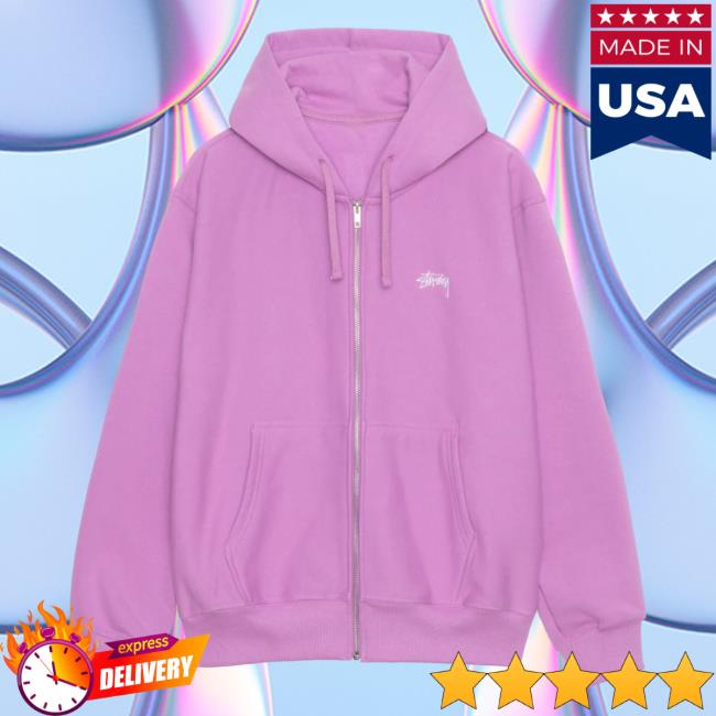 Official Stussy Clothing Store Shop Merch Stock Logo Zip Up Crew neck Sweatshirt Violet Apparel