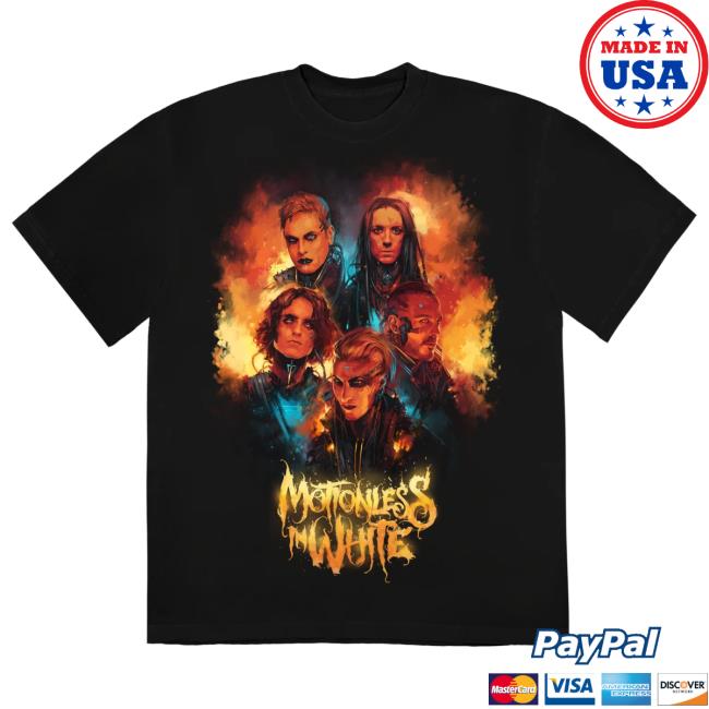 Official Miwmerch Motionless In White The Dark Horizon Tour Flames Popover Shirt Miw Merch Store