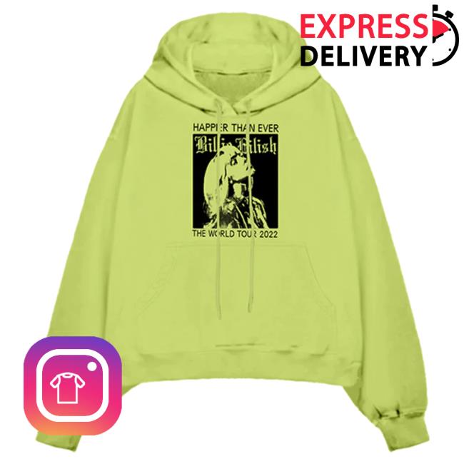 Official Interscope Records Billie Eilish Merch Store Happier Than Ever Lime Tour Tee Billie Eilish Apparel Clothing Shop