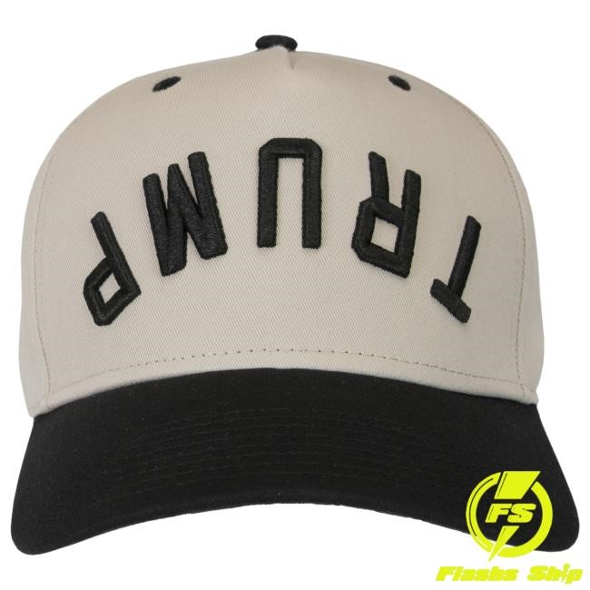 Official Donald Trump Merch Shop Upside Down Trump Embroidered Hat Stone/Black Trump Store