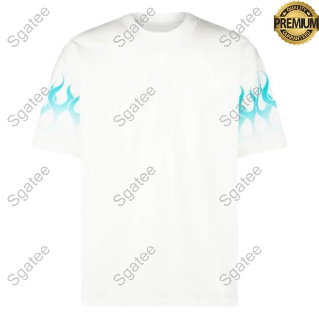 Official Vision Of Super White Tees With Light Blue Gradient Flames