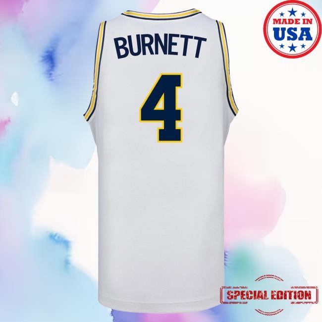 Michigan Wolverines #4 Nimari Burnett Student Athlete White Basketball Jersey Shirt | The M Den Official Merch Store Shop