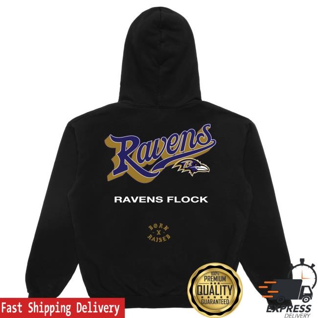 Official NFL Apparel Unisex Baltimore Ravens Born x Raised Black Pro Script Hoodies ArizonaCardinals