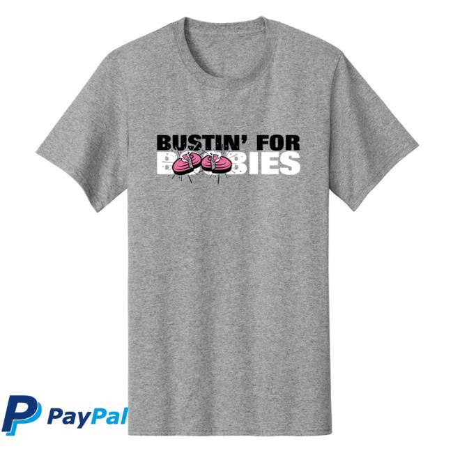 Clay Shooting Athletic Heather Grey Bustin’ For Boobies Top Shirt