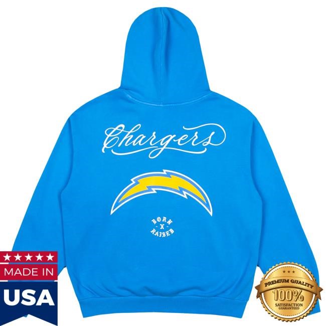 Official Born X Raised Merch Store Born X Raised + Chargers Fine Line Hooded Sweatshirt: Powder Blue By Bxr Sport + NFL