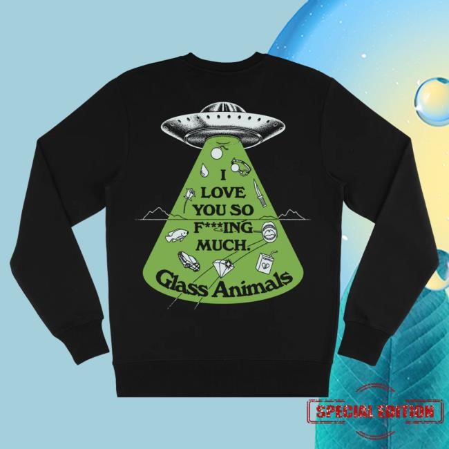 Official Glass Animals Merch Store Shop Glass Animals I Love You So F***ing Much Glow-In-The-Dark Hoody in black GlassAnimals