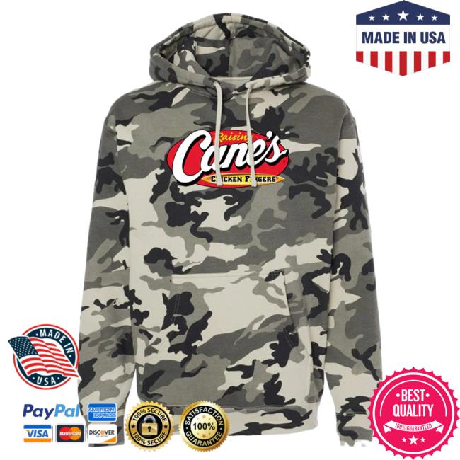Official Canes Merch Store Raising Cane's Gear Comfy Camo Sweatshirt Snow Camo Canes Apparel Clothing Shop