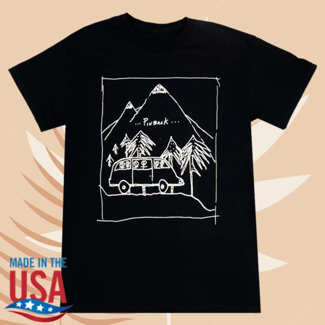Official Hello Merch Pinback Camping Black T Shirts