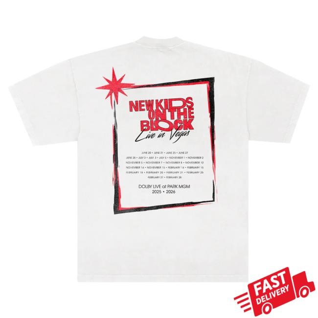 Official New Kids On The Block Merch Store Las Vegas Event Sign Tshirt Nkotb