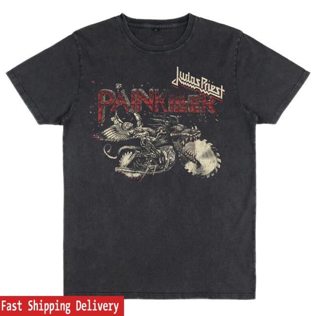 Official Judas Priest Merch Painkiller Vintage Wash Anniversary Tracklist Shirts