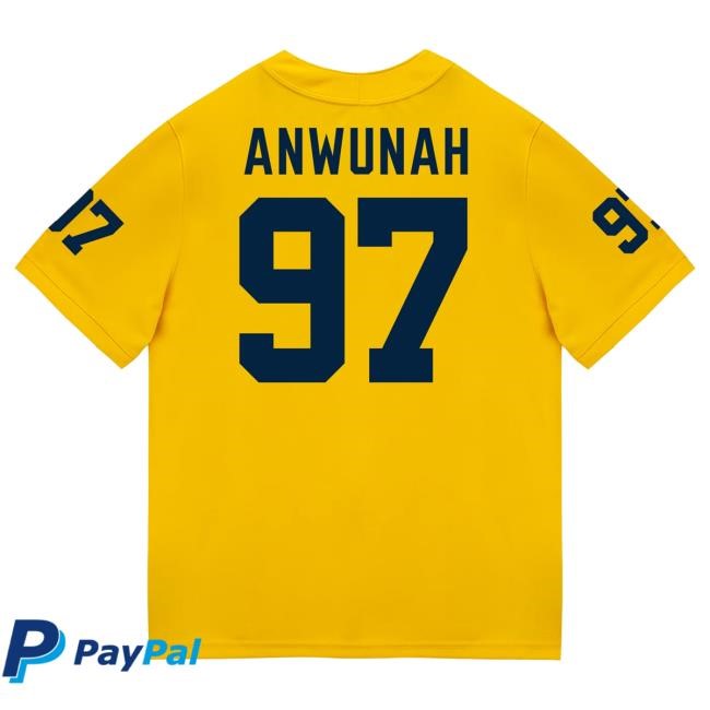The M Den Michigan Wolverines #97 Chibi Anwunah Student Athlete Maize Football Jersey Shirt