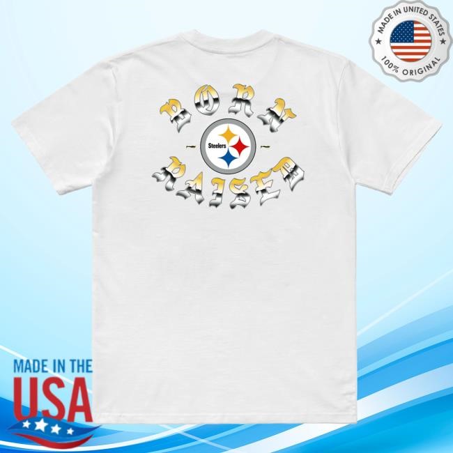 Official Born X Raised Merch Store Shop Born X Raised + Pittsburgh Steelers Metal Rocker New Shirt: Black BornxRaised