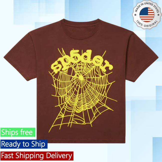 Official Sp5der Clothing Apparel Sp5der Brown Og Web Popover Shirt Sp5der Merch Store Shop