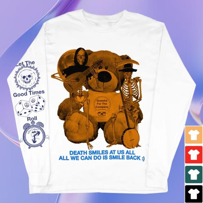 Official Online Ceramics Clothing Shop Online Ceramics Death Smiles at Us All Long Sleeve Shirt White OnlineCeramics
