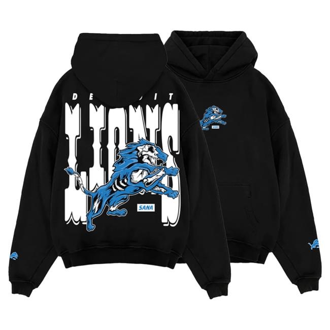 Official Sana Detroit Store Sana X Detroit Lions Lion Skull Essential Logo Hodoren Sweater Black SanaDetroit