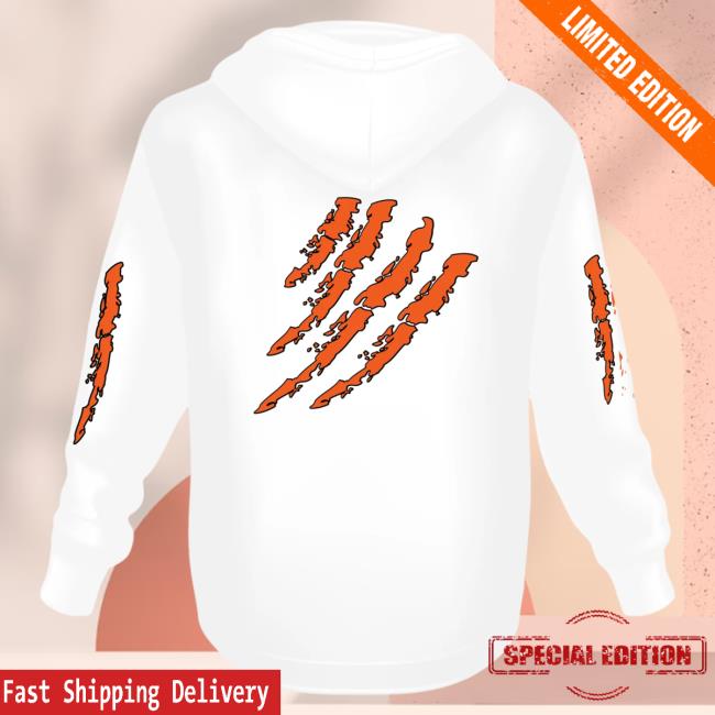 Official 6ix9ine Merch Store Tekashi 6Ix9ine White Pull Over Hoodie Tata Claw Orange