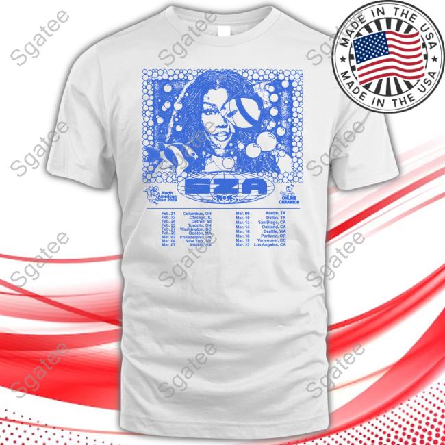 Official Sza White Sos North America Tour Tee
