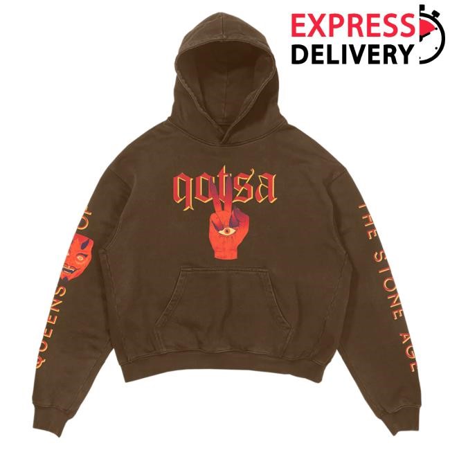 Official Queens Of The Stone Age The Evil Has Landed Brown Hooded Sweatshirt Qotsa