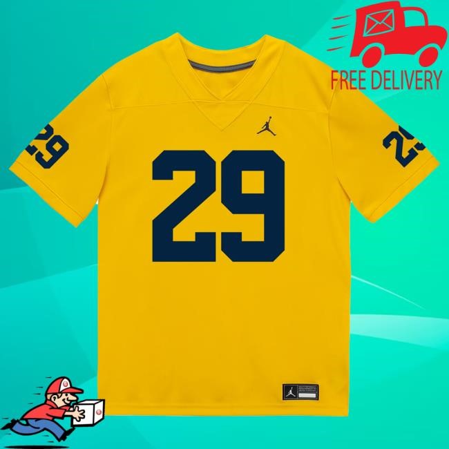 Michigan Wolverines #29 Chase Taylor Student Athlete Maize Football Jersey T Shirt The M Den Shop